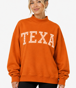 Sweat-shirt à col montant brodé sur mesure pour femme Texas, manches longues, respirant, séchage rapide, en coton et polyester, style streetwear - Product Image 1