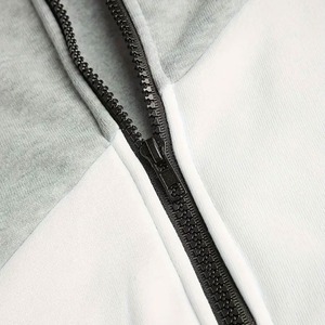Chándal Deportivo para Hombre en Gris y Blanco con Bloques de Color, Manga Larga, Capucha con Cremallera, Informal, para Otoño, Transpirable, de Poliéster y Algodón, Corte Regular - Product Image 4