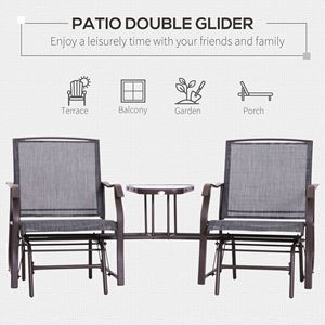 Dondolo a 2 Posti Grigio da Esterno con Sedie Indipendenti e Tavolino Centrale, Dondolo da Giardino in Alluminio per Soggiorno e Patio - Product Image 6