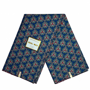 Tissu imprimé africain véritable en wax bleu |   Tissu en coton Ankara de qualité supérieure pour robes, couture et artisanat - Product Image 1