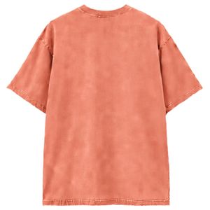 T-shirt en coton oversize vintage délavé couleur pêche foncé avec logo brodé sur la poitrine, unisexe, style streetwear - Product Image 2