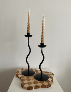 Set of 2 Candlestick <b>Black</b> Metal <b>Holder</b> With Elegant Curves <b>Candle</b> Stand Candlestick for Home, Table Decor - Product Image 3