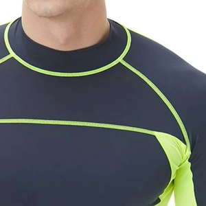 T-shirt de compression pour homme OEM de haute qualité, col montant uni, UPF50+, respirant, manches longues, protection anti-UV, personnalisable - Product Image 3