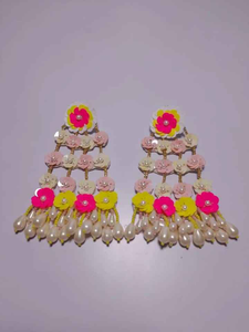 Pendientes de Araña con Cuentas Bordadas a Mano, Diseño Geométrico, Chapados en Oro, para Bodas y Fiestas - Product Image 5