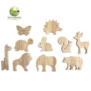 Jouets de peinture d'animaux en bois Montessori DIY pour enfants, ensemble d'artisanat en bois de pin naturel, jeu d'apprentissage préscolaire - Product Image 1