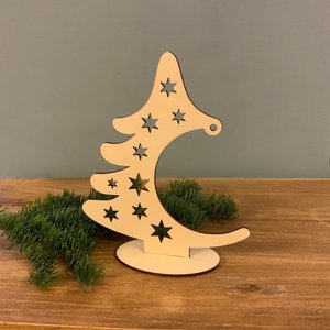 Wooden Christmas Tree Decor With <b>Star</b> Cutouts Red Ornament Personalized Name Tabletop Home <b>Decoration</b> - Product Image 4
