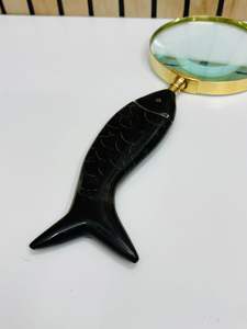 Loupe de poche de 4 pouces avec poignée en forme de poisson |   Loupe en verre optique de style vintage (non pliable) - Product Image 2