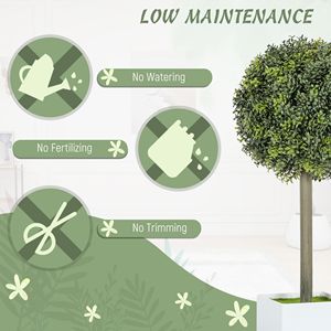 Set di 2 Piante Artificiali Realistiche, Sfere di Bosso Verde con 114 Foglie in PE per Decorazione Casa o Ufficio - Product Image 6