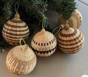 Handmade Rattan <b>Ball</b> Ornament Medium Hanging Rustic Christmas Decor - Product Image 1