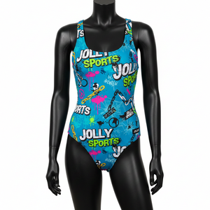 Conjunto de Baño de Alta Calidad en Poliéster y Spandex de 225 GSM, Estampado Urbano Azul, Tela Suave y Elástica, Logotipo Personalizado para Mujer - Product Image 1