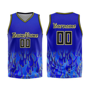 Custom Sublimated Basketball Uniform Blue Flame Design Moisture Wicking Mesh Jersey Shorts Unisex Adult Teamwear - Product Image 2