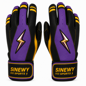 Custom Brand High Quality Leather Left-Handed Baseball Training Equipment Set Batting Gloves Breathable Padded <b>Hook</b> Loop Closure - Product Image 3