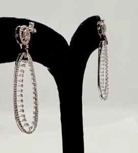 Pendientes Colgantes de Diamantes Certificados IGI de 2.33 Ct en Oro Blanco con Rosa Vintage, Joyería Fina para Bodas y Fiestas, Proveedor Mayorista OEM - Product Image 2