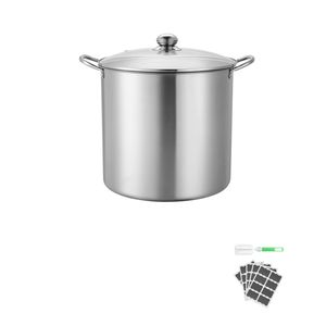 Pentola a bagno maria in acciaio inossidabile da 21 QT con griglia e coperchio in vetro a doppia maniglia per ristoranti - Product Image 1
