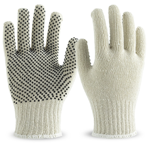 Guantes de Seguridad Gekko Blancos de Poliéster con Puntos Antideslizantes de PVC Morados en la Palma y Muñeca, Texturizados, 10mil, 10 Pulgadas, Uso General - Product Image 6