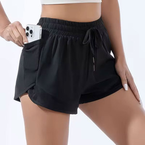 Shorts Deportivos de Cintura Alta con Cordón, Color Morado, con Bolsillos, Diseño Floral Vintage, Tejido de Punto de Secado Rápido, Ropa Deportiva para Mujer - Product Image 6