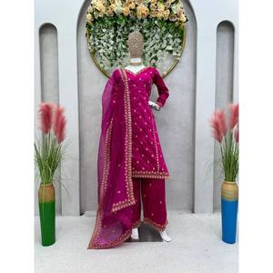Designer Polyester Salwar Kameez-Party Wear Top Bottom <b>and</b> Dupatta-XL Size - Product Image 2