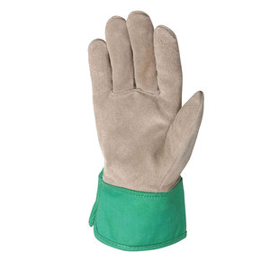 Gants de travail en cuir vert et beige, longueur poignet, respirants, pour usage extérieur, style uni, printemps-automne, gants de sécurité - Product Image 2