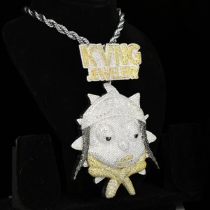 Colgante de Pez de Dibujos Animados con Incrustaciones de Moissanita, Plata 925, Bañado en Oro de 18K, Estilo Hiphop, Personalizado con Nombre/Letra, Bicolor, para Regalo de Cumpleaños - Product Image 4
