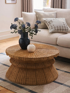 Natural Rattan <b>Low</b> Accent Table Artisanal Wicker Coffee <b>Stool</b> Round Side Table Boho Furniture For Living Room Bedroom Decor - Product Image 4