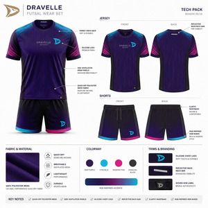 Uniforme de Fútbol Sala Personalizado por el Fabricante, Transpirable, Talla Grande, con Degradado Morado Sublimado para Clubes - Product Image 6