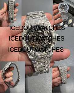 Montre Hip Hop entièrement sertie de diamants, mécanique, étanche, lumineuse, en acier inoxydable pour homme - Product Image 1