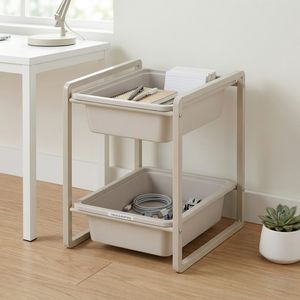 Organisateur de jouets DIY petit et grand format fabriqué à Taïwan, boîte en plastique à 2 tiroirs, étagère moderne carrée en fer, meubles de rangement pour la maison - Product Image 1