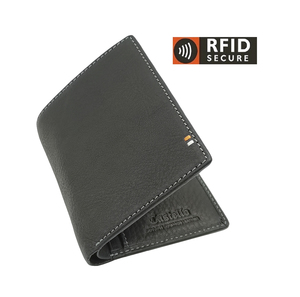 [Highly Recommended]Castello Genuine Cowhide Soft Leather RFID Vertical Unisex Bi-fold <b>Wallet</b> W/coin Pocket Black New Design - Product Image 6