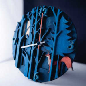 Custom <b>3D</b> Wooden Forest Fox <b>Wall</b> <b>Clock</b> Silent Quartz Laser Cut Layered Wood Craft Modern Round Hanging <b>Clock</b> Home Living Room - Product Image 1