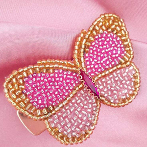 Pink Christmas <b>Bow</b> Embroidered Beaded Hair <b>Clip</b> With Seed Beads Boho Hair Accessory For Women Gift hair <b>bow</b> - Product Image 2