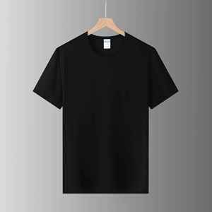 เสื้อยืดคอกลมแขนสั้นสีกรมท่าสำหรับผู้ชาย ผ้าฝ้าย 100% ทรงปกติ สไตล์ลำลอง ผ้าเจอร์ซีย์ถัก สีพื้น ดีไซน์เรียบง่าย - Product Image 3