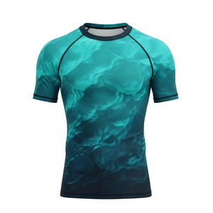 Camiseta de compresión sublimada con etiqueta privada, proveedor OEM de rash guards personalizados para grappling, MMA, BJJ, jiu jitsu, ropa deportiva de entrenamiento para hombres - Product Image 1