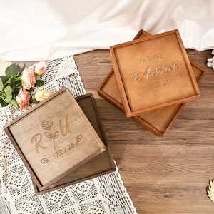 Khadim Handicrafts Classic Wooden Wedding Invitation Box Custom Embossed Engraving <b>USB</b> 2.0 <b>Flash</b> <b>Drive</b> Gift Organizer for Bride - Product Image 6