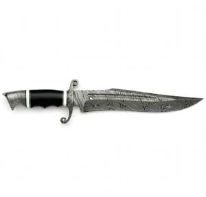 Cuchillo Utilitario de Acero de Damasco Forjado a Mano Personalizado con Guardacuchillo en Espiral y Mango de Cuerno, Grado DIY, OEM Disponible - Product Image 1