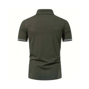 เสื้อโปโลแขนสั้นผู้ชายแบบสวมใส่สบาย คอปกซิป 1/4 ซิป ผ้าถัก เหมาะสำหรับเล่นกีฬาและใส่ลำลองในฤดูร้อน - Product Image 3