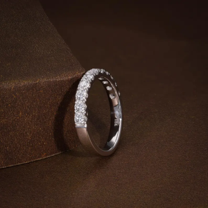 Anillo de Diamantes Cultivados en Laboratorio, Media Eternidad, Oro de 18K o Platino, Anillo de Bodas, Certificado IGI, Anillo de Diamantes Apilable para Mujer - Product Image 2