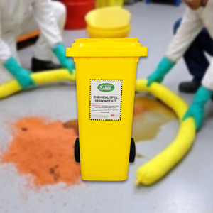 ชุดอุปกรณ์ดูดซับสารเคมี 240 ลิตร พร้อมถังล้อเลื่อน ชุดดูดซับสารเคมีเคลื่อนที่สำหรับงานหนัก สำหรับของเหลวเคมีอันตราย ความปลอดภัยในอุตสาหกรรม - Product Image 3