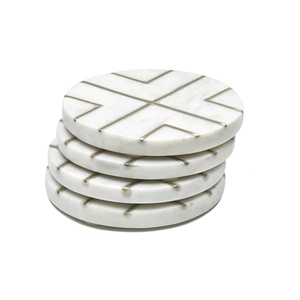 Juego de Posavasos de Mármol de Superficie Lisa de Diseño Moderno, Ecológico, Duradero, Lavable, Piedra Natural - Product Image 1