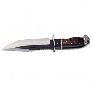 Couteau de camping extérieur en acier Damas, fait main sur mesure, OEM, par Iron Crown Forge, longueur totale 10,5 pouces, lame bicolore satinée noire - Product Image 3