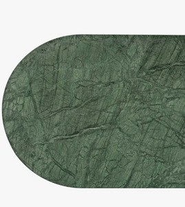 Table basse en marbre vert de qualité supérieure, plateau asymétrique en pierre naturelle, pied cylindrique, pièce maîtresse pour salon - Product Image 5