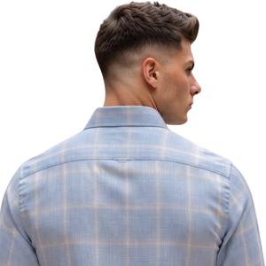 Chemise en flanelle à carreaux bleu clair pour homme, manches longues, boutonnée, décontractée, en tissu brossé doux, style streetwear, vente en gros - Product Image 4