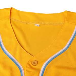 Maillot de baseball jaune à manches courtes, boutonné sur le devant, unisexe, pour adulte, vêtements de sport respirants, séchage rapide, grande taille, polyester, couleur unie - Product Image 6