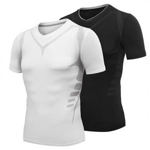 Camiseta de Compresión de Manga Corta para Mujer, Personalizada, Nailon y Elastano, Color Sólido, Secado Rápido, Transpirable, Ropa Deportiva, para Correr y Gimnasio - Product Image 4