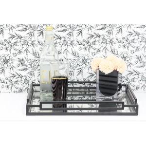 Bandeja de tocador moderna cuadrada de metal negro con espejo, decoración minimalista geométrica de acero inoxidable para encimera de baño o tocador - Product Image 2