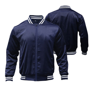 Veste universitaire d'hiver en satin personnalisée pour hommes, prix usine, vente en gros, col montant décontracté, motif uni, meilleure qualité, faible MOQ - Product Image 1