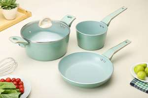 Juego de Cacerolas Antiadherentes de Aluminio con Tapa de Vidrio, Aptas para Gas e Inducción, Estilo Americano, Duraderas, Ecológicas, con Soportes para Ollas Incluidos - Product Image 6