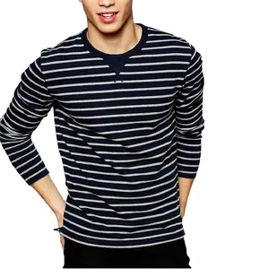 남성 원사 염색 스트라이프 스웨터 새로운 디자인 긴 소매 세련된 풀오버 겨울 땀 셔츠 의류 남성