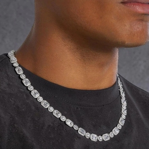 Cadena Cubana de Plata de Ley 925 con Diseño de Cadena Popular, Estilo Hip-hop, con Moissanita - Product Image 5