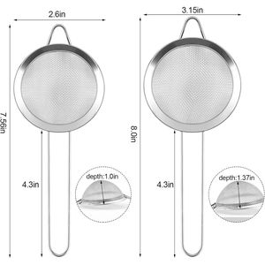Set di 2 Colini e Infusori in Acciaio Inox a Maglia Fine con Manici per Infusione di Tè Sfuso e Filtraggio di Succhi e Cocktail - Product Image 2