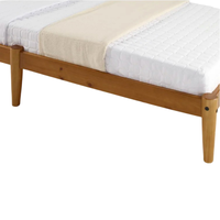 Cama de Plataforma de Madera Maciza de Diseño Moderno Furaka, Cabecera con Listones, Patas Cónicas, Tamaño Personalizado, Color Natural, Modelo Suave AWBFUR1824